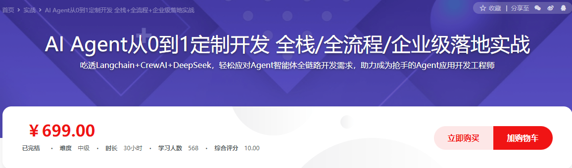 AI Agent从0到1定制开发 全栈全流程企业级落地实战